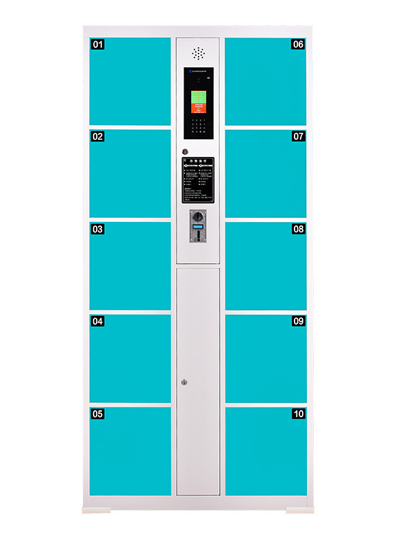 河南智能寄存柜十門四寸液晶屏分體系統_存包柜生產定制